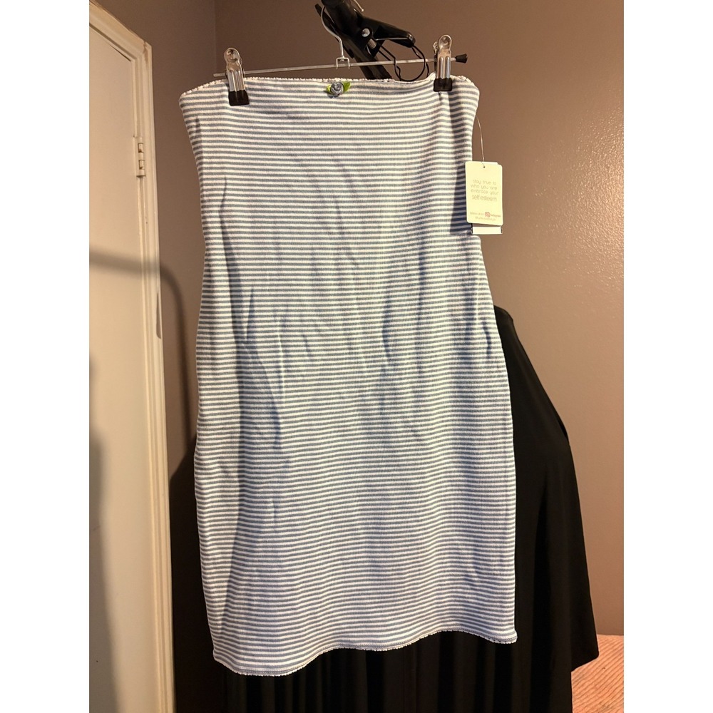 Self Esteem - Blue Pinstripe Tube Mini‎ Dress Sz L